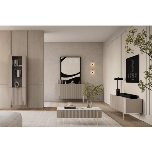 Komoda Malmi 150 cm - kaszmir / crema bianca / złote nóżki
